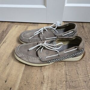 Sperry Women's Grey Leather 9.5m Boat Shoes